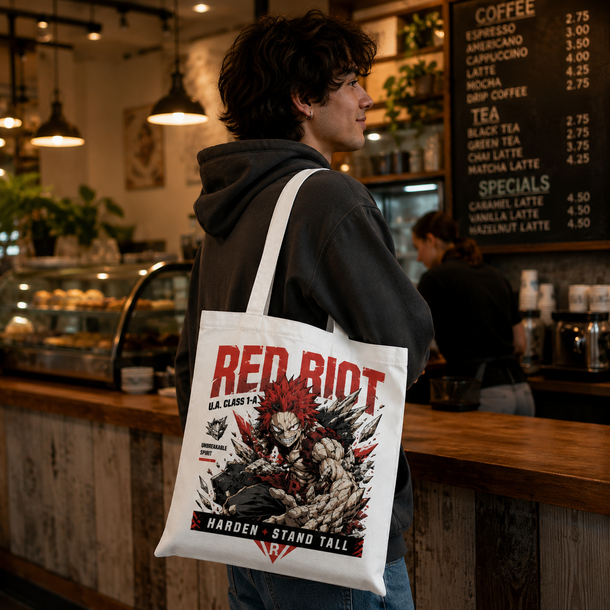 Eijiro Kirishima (Red Riot) My Hero Academia Anime Canvas Tote Bag - Unbreakable Spirit