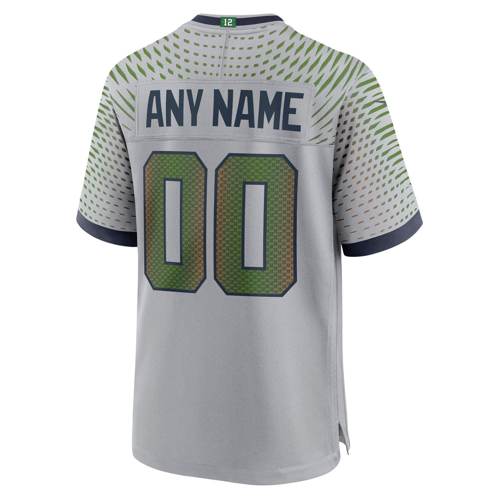 Seattle Seahawks Gray 2025 Rivalries Collection Custom Game Football Jersey