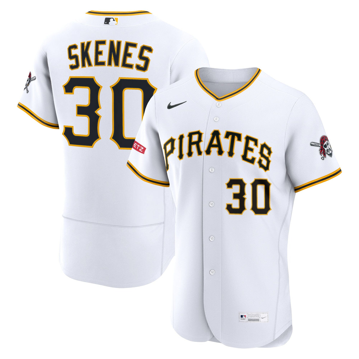 Pittsburgh Pirates Paul Skenes White Home Sponsor Patch Baseball Jersey
