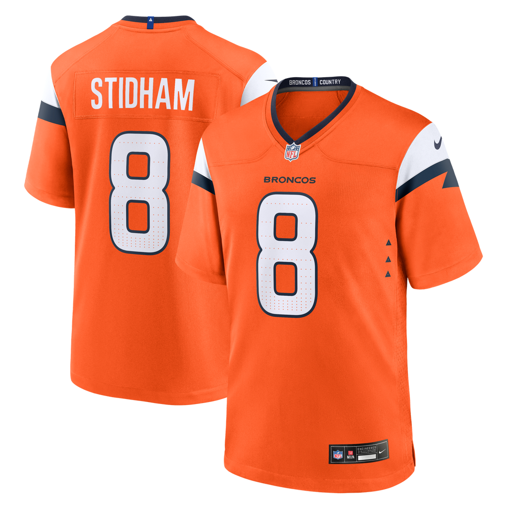 Denver Broncos Jarrett Stidham Orange Team Game Football Jersey