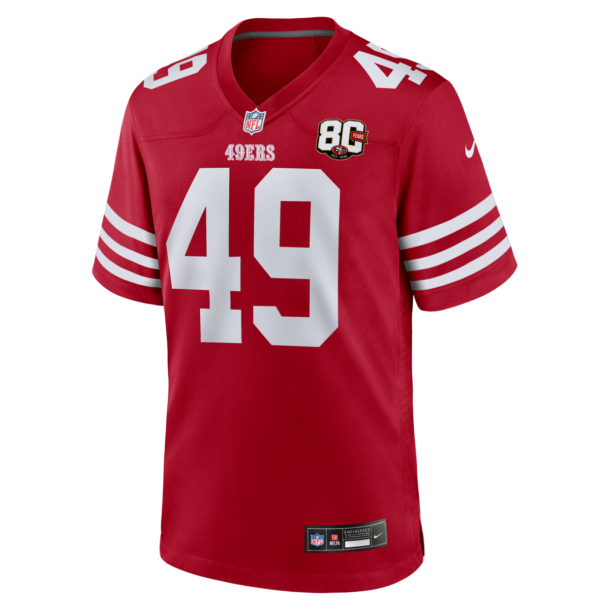 San Francisco 49ers The Faithful Scarlet 80th Anniversary Game Football Jersey