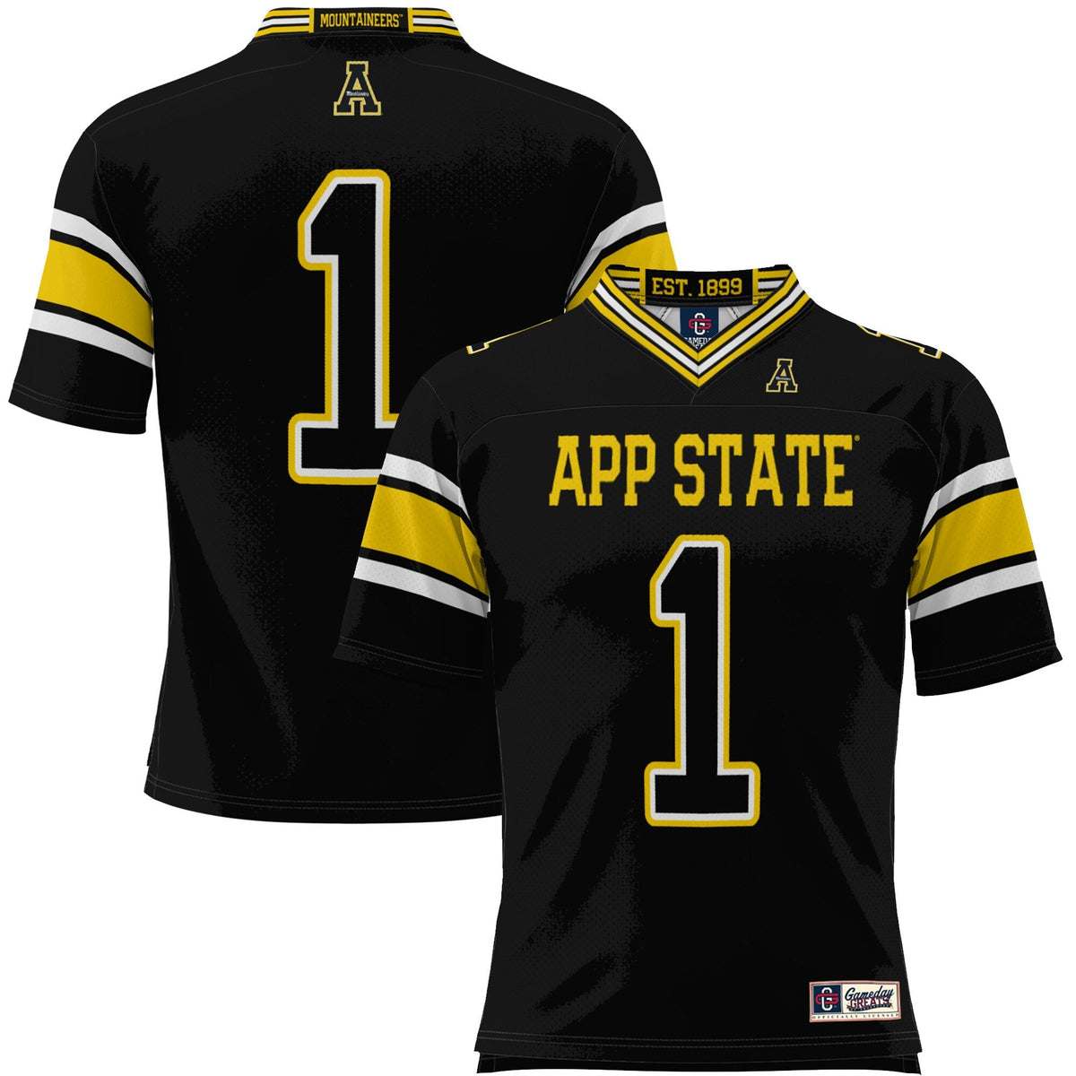 #1 Black Appalachian State Mountaineers Endzone Football Jersey