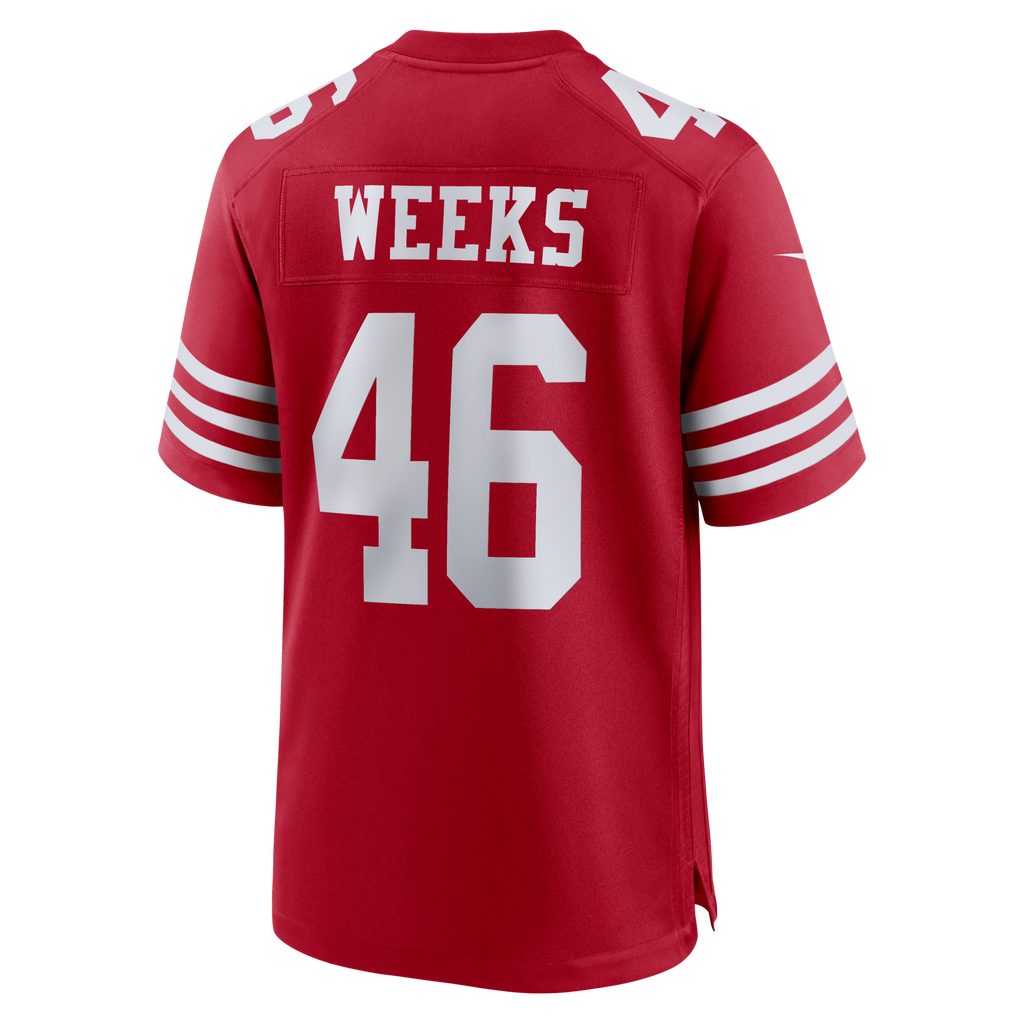 San Francisco 49ers Jon Weeks Scarlet Team Game Football Jersey