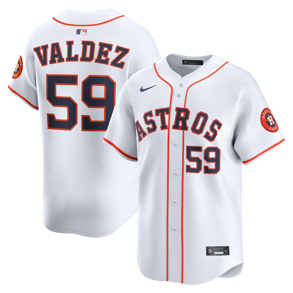 Houston Astros Framber Valdez White Home Limited Player Baseball Jersey