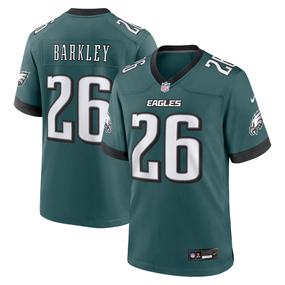 Philadelphia Eagles Saquon Barkley Midnight Green Team Game Football Jersey