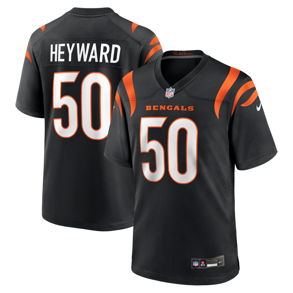 Cincinnati Bengals Shaka Heyward Black Team Game Football Jersey