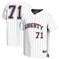 Adult #71 White Liberty Flames Lightweight Collegiate Baseball Fashion Jersey