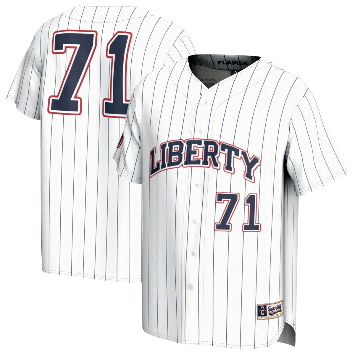 Adult #71 White Liberty Flames Lightweight Collegiate Baseball Fashion Jersey