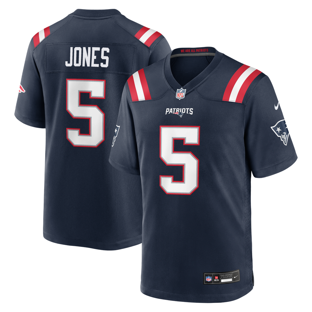 New England Patriots Dre'Mont Jones Navy Team Game Football Jersey