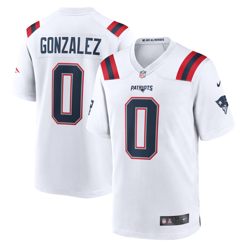 New England Patriots Christian Gonzalez White Game Football Jersey
