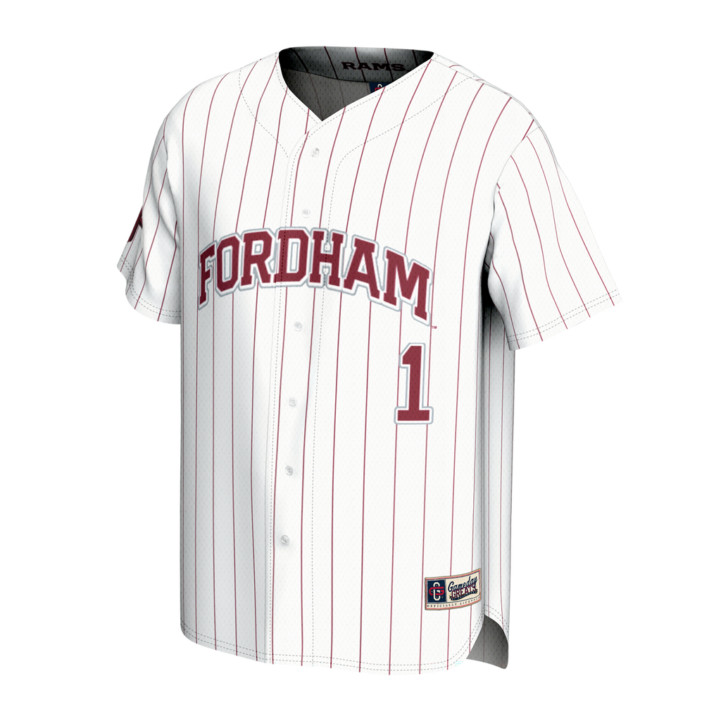 White Fordham Rams Lightweight Collegiate Baseball Fashion Jersey