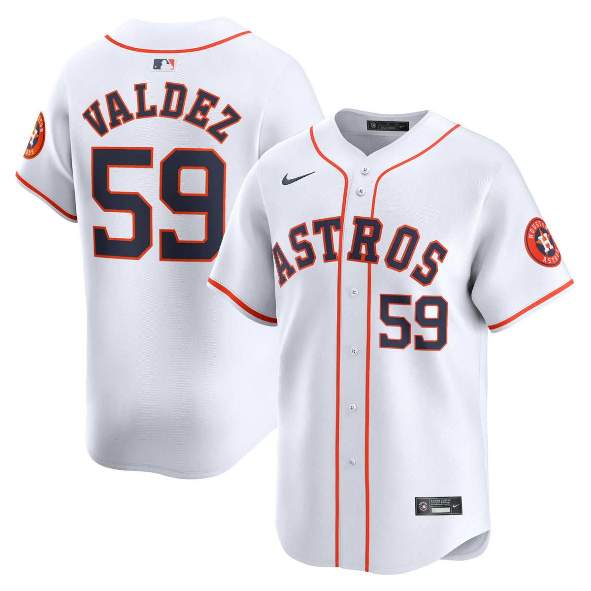 Houston Astros Framber Valdez White Home Limited Player Baseball Jersey