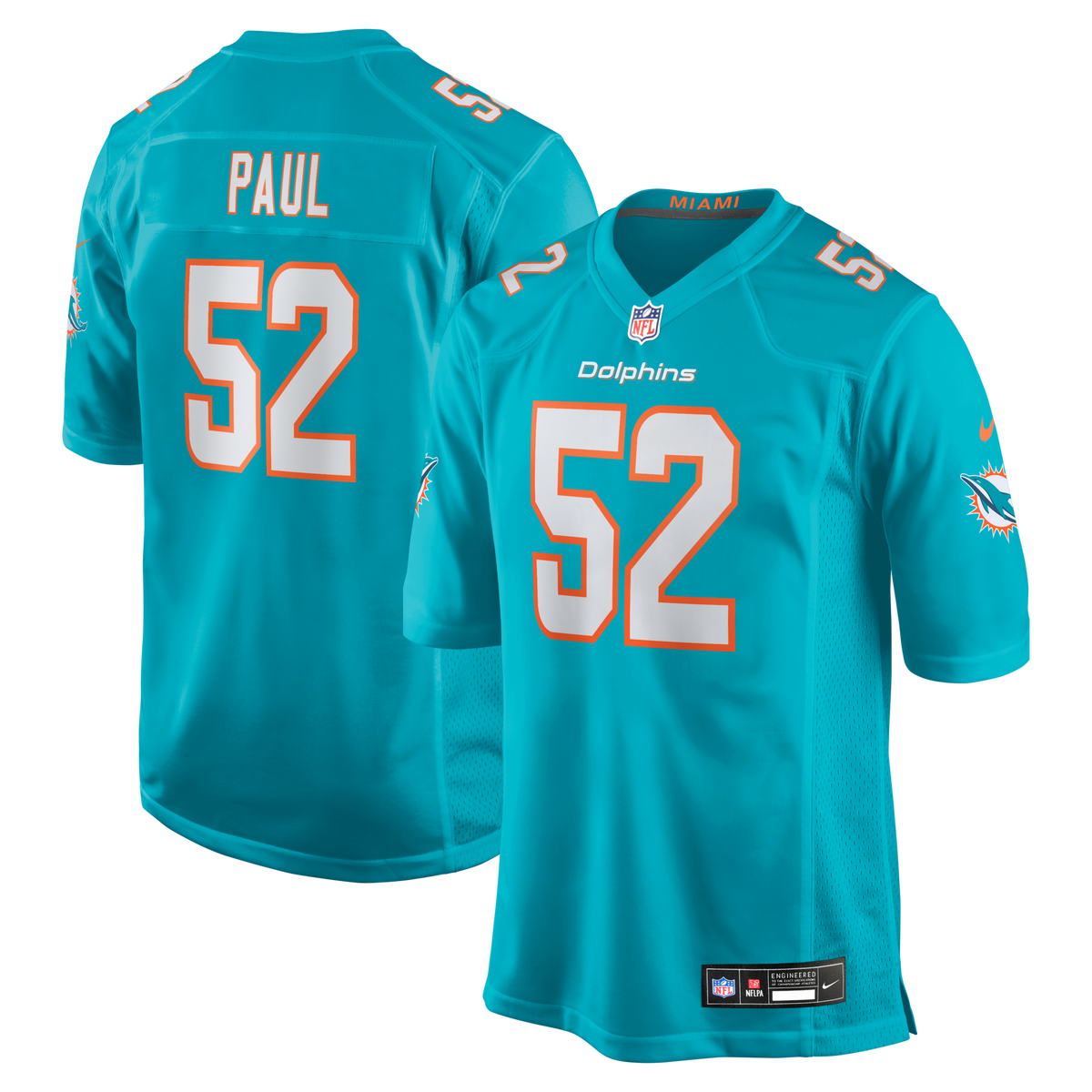 Miami Dolphins Patrick Paul Aqua Game Football Jersey
