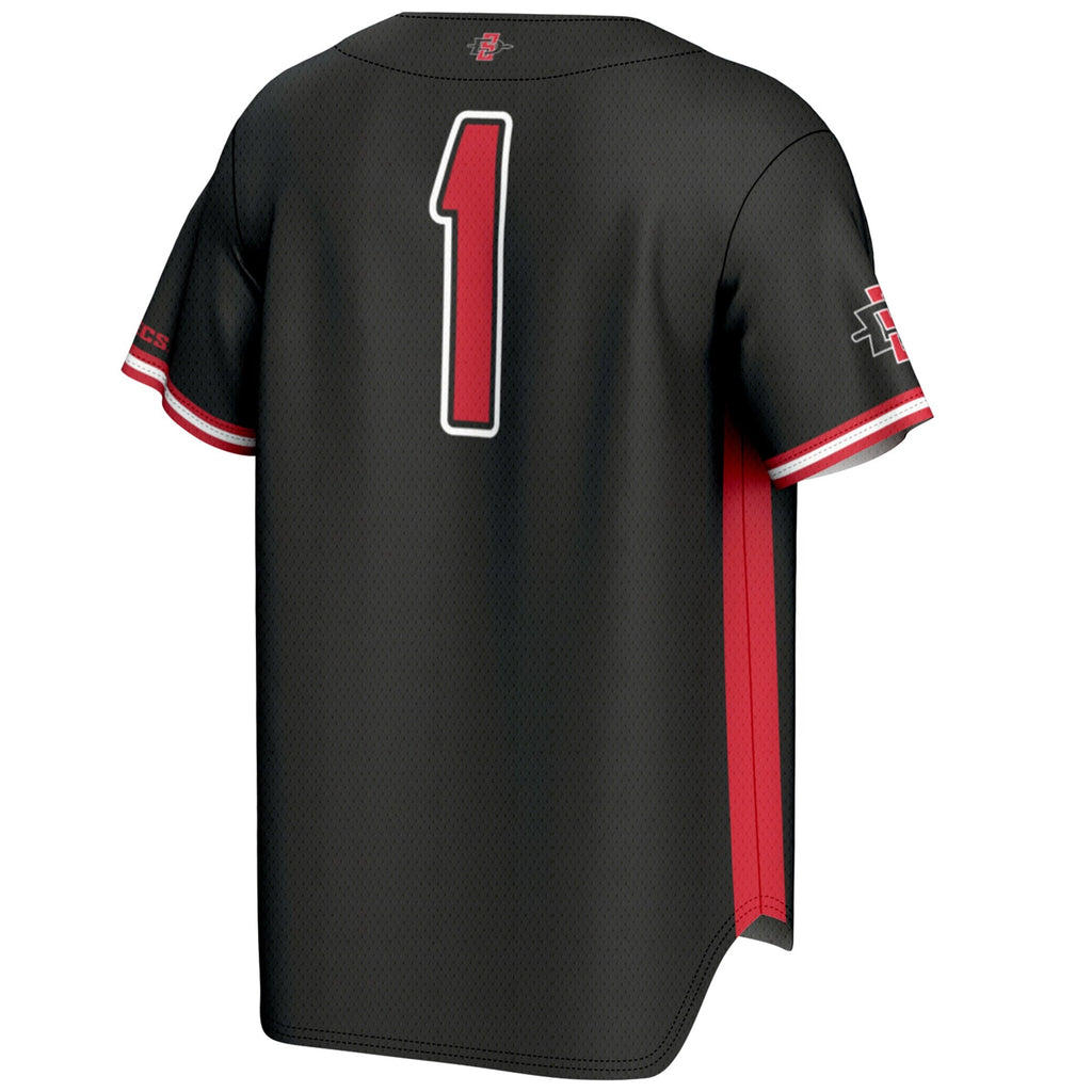 #1 San Diego State Aztecs Lightweight Baseball Fashion Jersey - Black