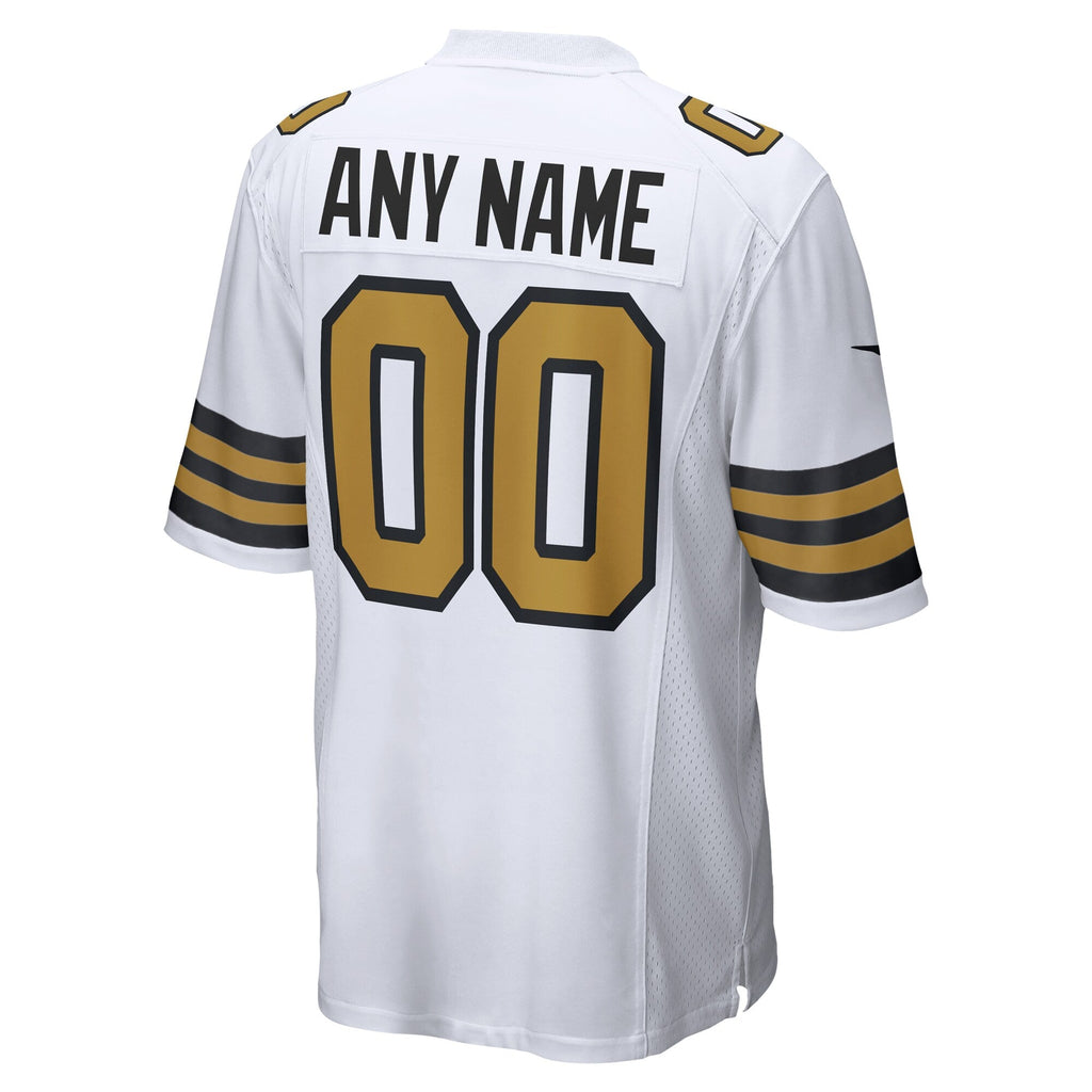 New Orleans Saints White Alternate Custom Game Football Jersey