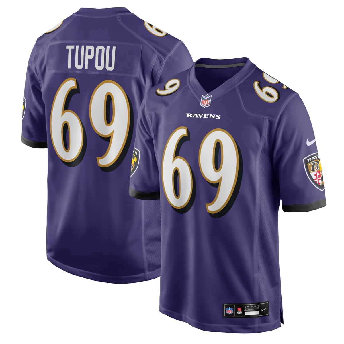 Baltimore Ravens Josh Tupou Purple Team Game Football Jersey