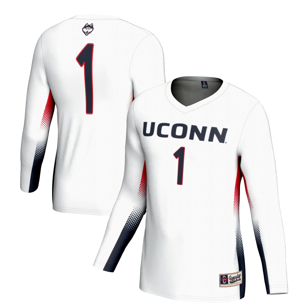 #1 UConn Huskies Lightweight Volleyball Jersey - White