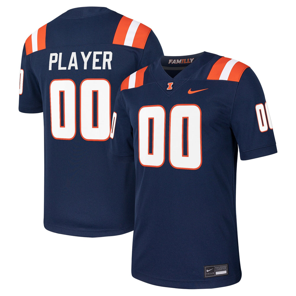 Illinois Fighting Illini Pick-A-Player NIL Football Game Jersey - Navy