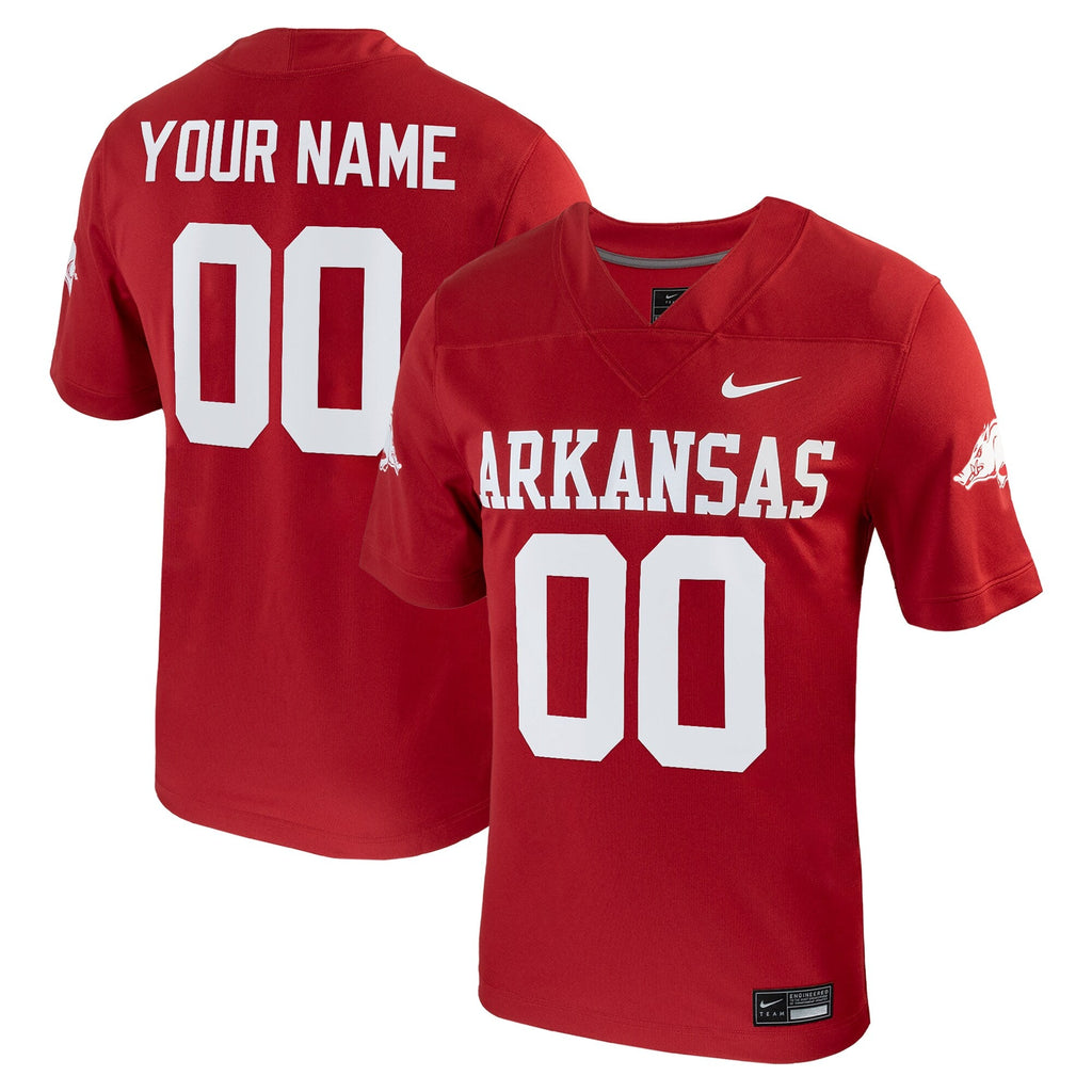 Arkansas Razorbacks Custom Football Game Jersey - Cardinal
