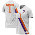 #1 White Clemson Tigers Lightweight Collegiate Soccer Fashion Jersey
