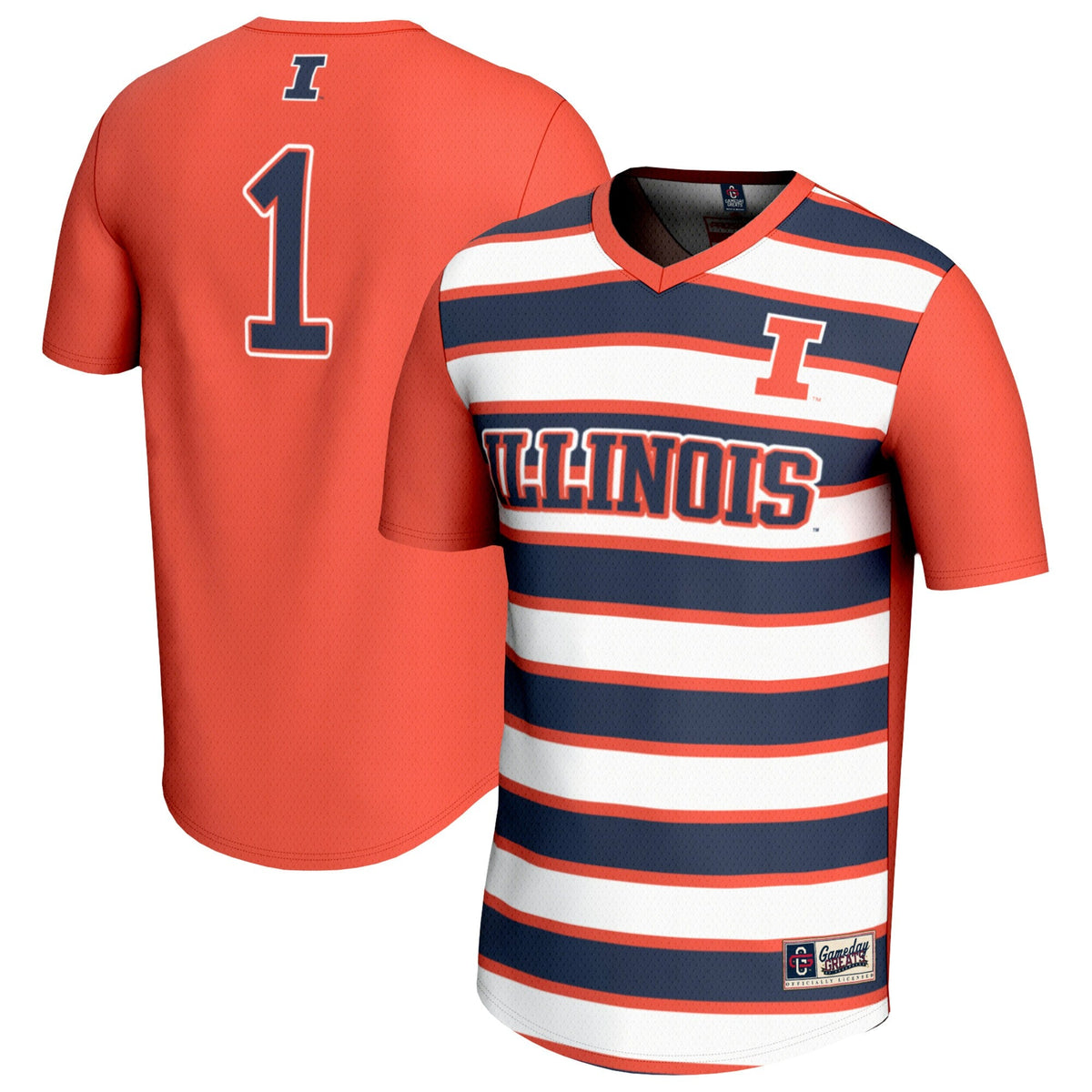 #1 Orange Illinois Fighting Illini Lightweight Soccer Fashion Jersey