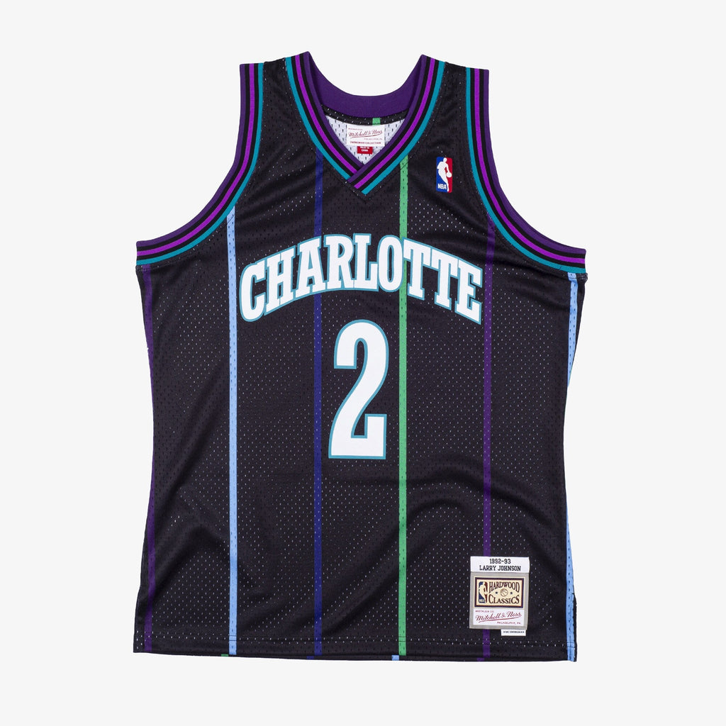 Charlotte Hornets Larry Johnson 1992 Reload Swingman Jersey - Black