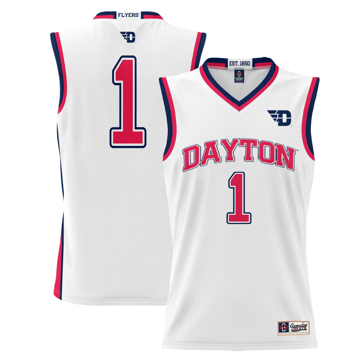 #1 Dayton Flyers Lightweight Basketball Jersey - White
