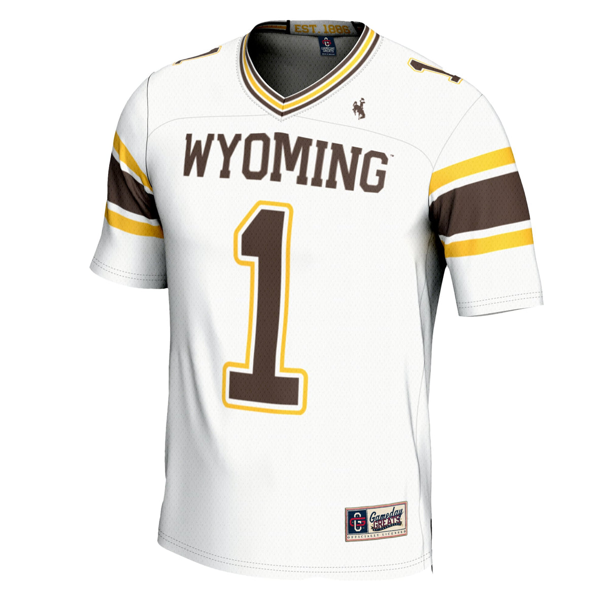 #1 White Wyoming Cowboys Football Jersey