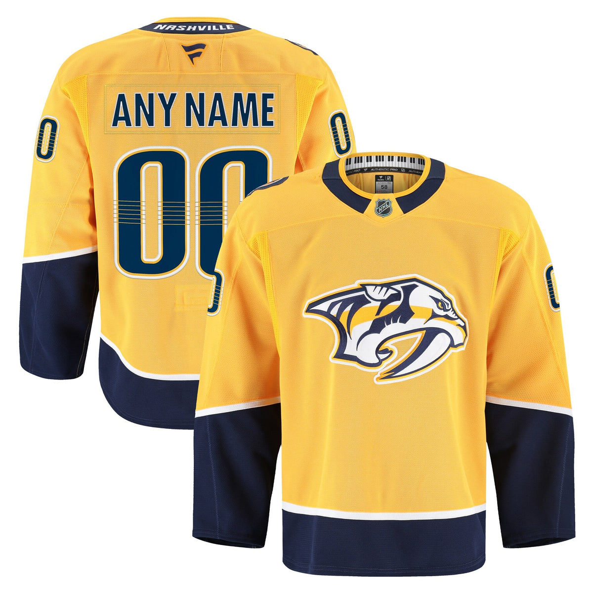 Nashville Predators Gold Home Pro Custom Jersey