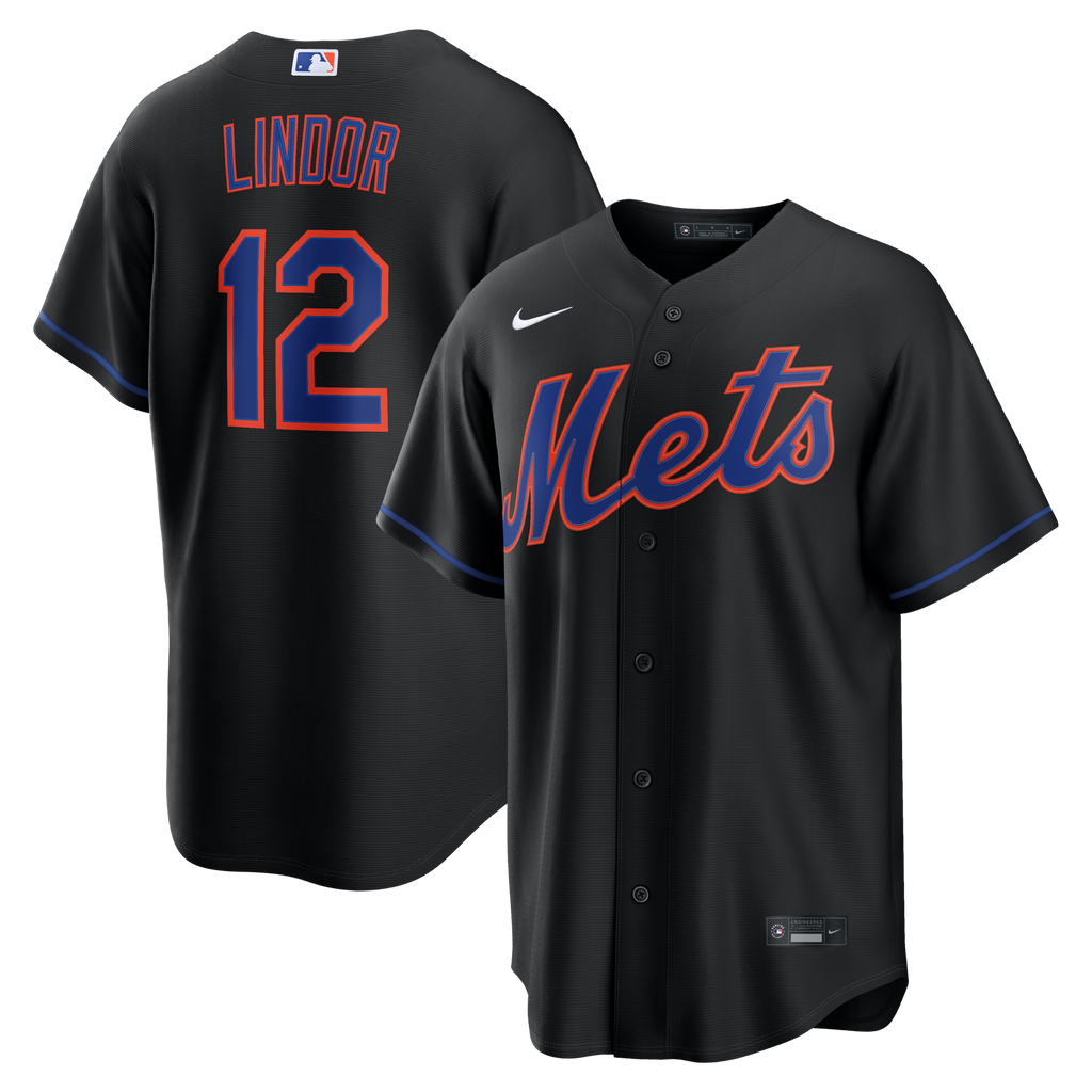New York Mets Francisco Lindor Black Alternate Replica Baseball Jersey