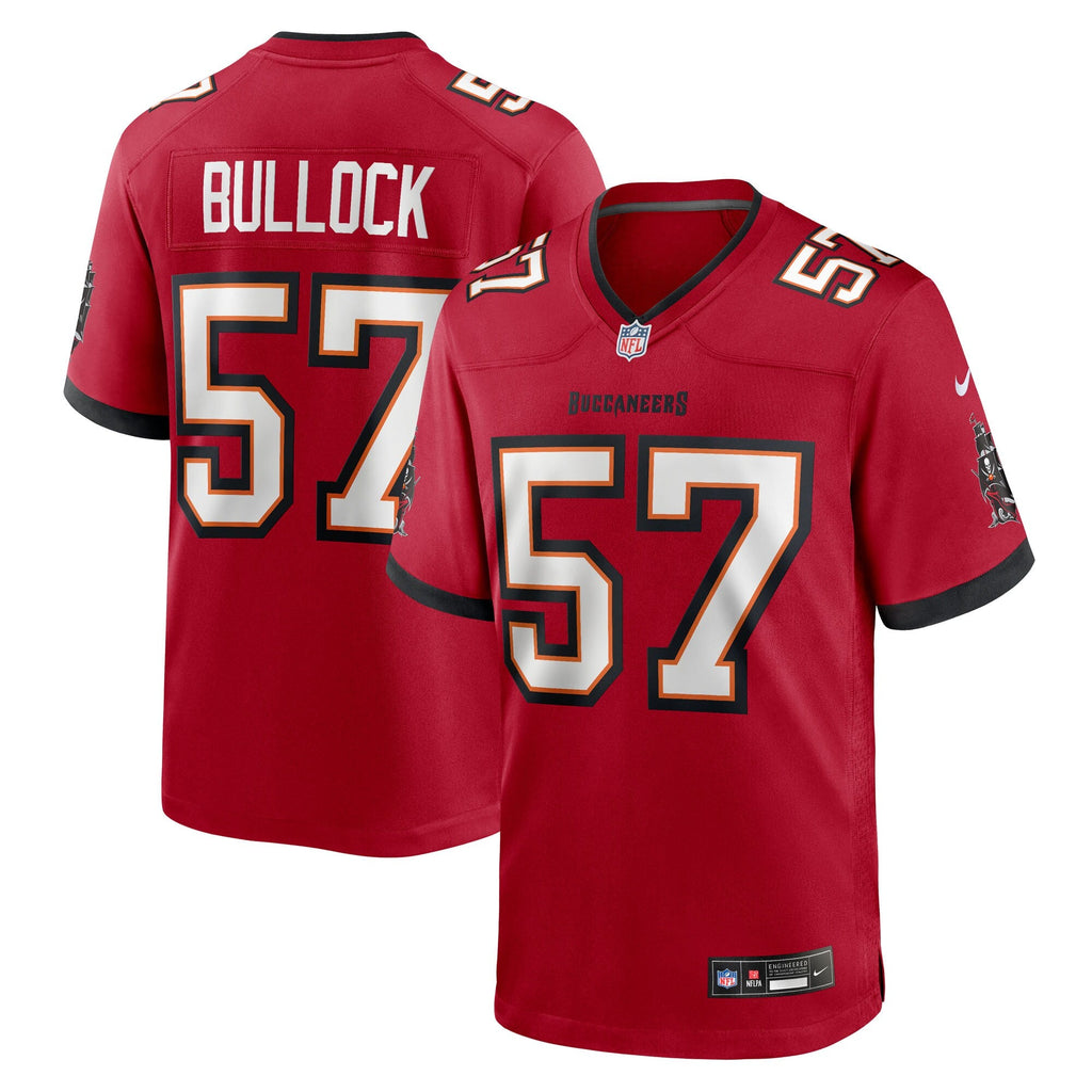 Tampa Bay Buccaneers John Bullock Red Team Game Football Jersey