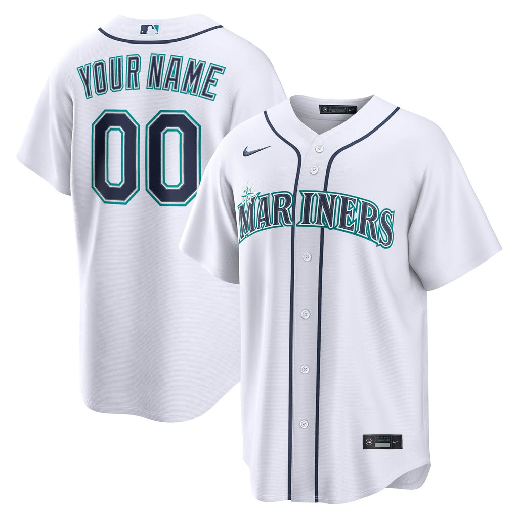 Seattle Mariners White Home Replica Custom Baseball Jersey
