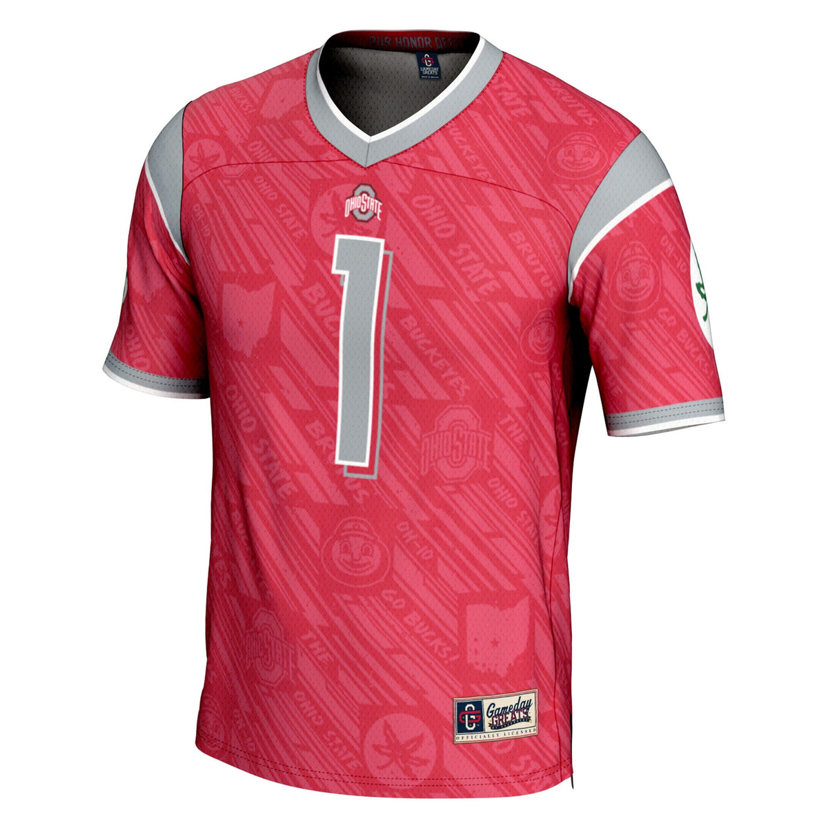 #1 Scarlet Ohio State Buckeyes Highlight Print Football Fashion Jersey