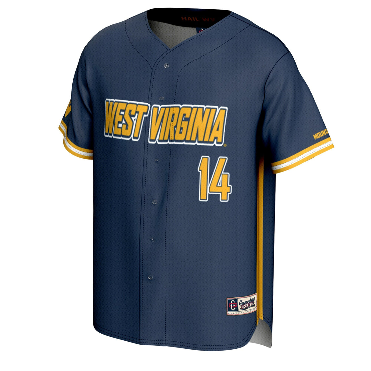 #14 Navy West Virginia Mountaineers Lightweight Baseball Fashion Jersey