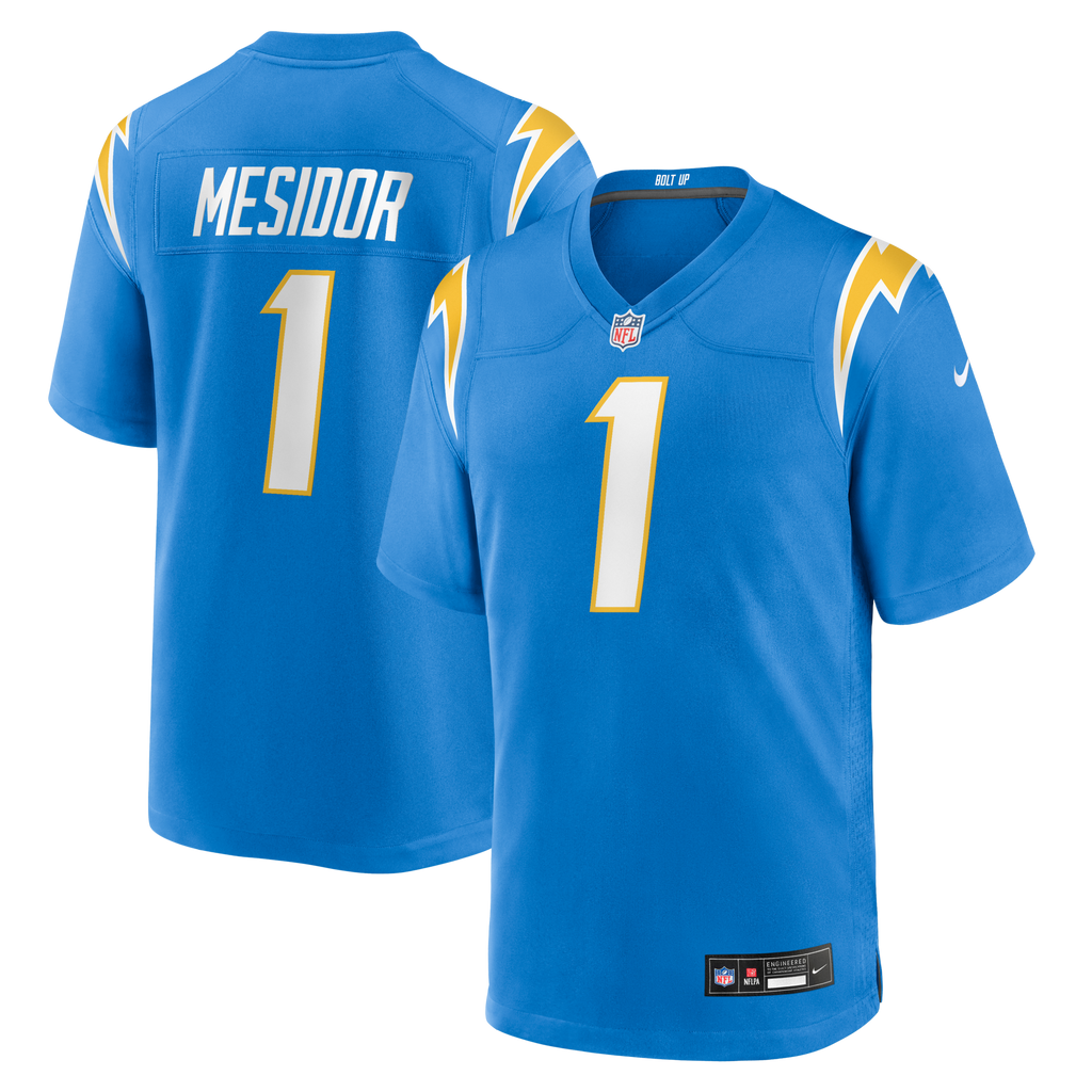 Los Angeles Chargers Akheem Mesidor Powder Blue 2026 NFL Draft First Round Pick No. 22 Team Game Football Jersey