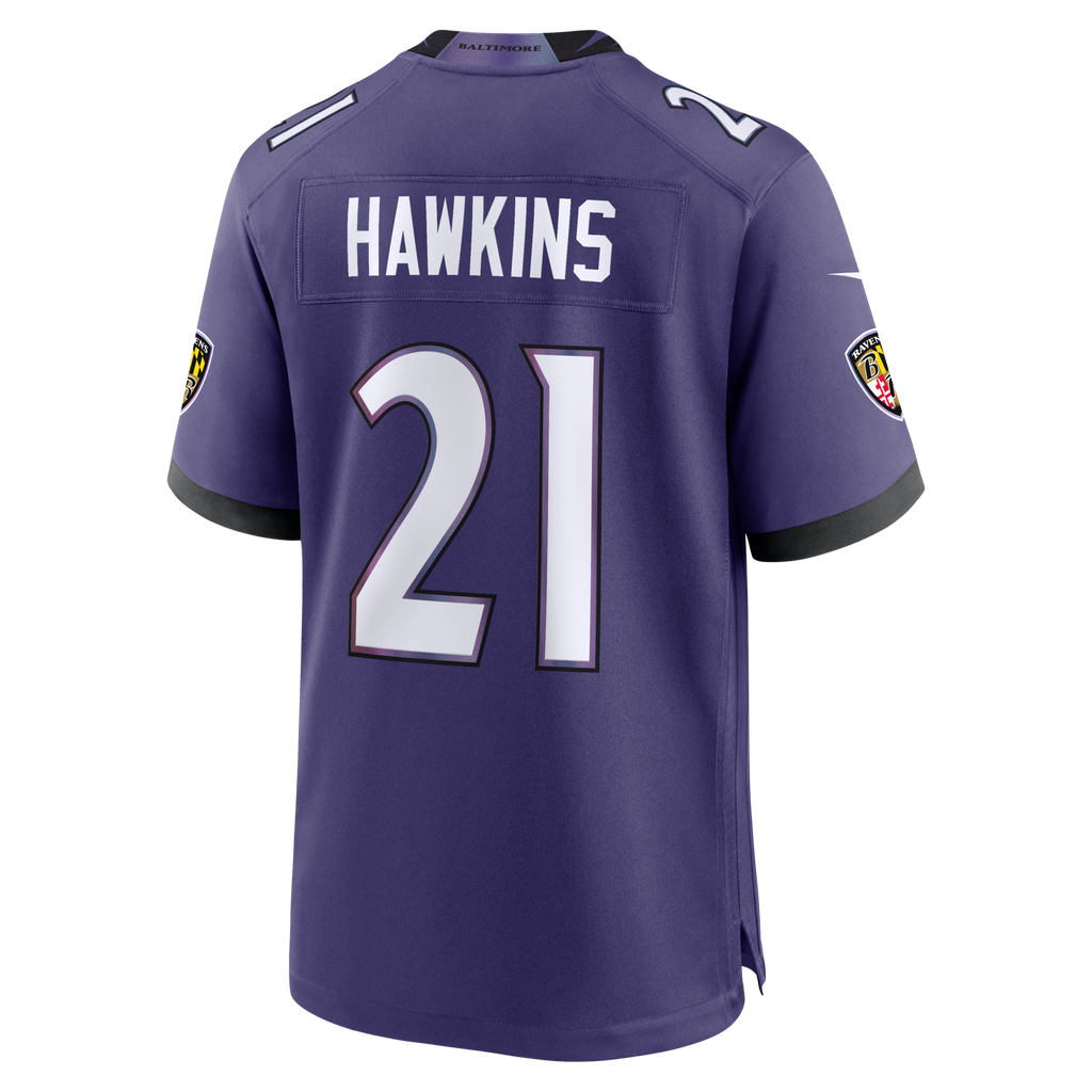 Baltimore Ravens Jaylinn Hawkins Purple Team Game Football Jersey