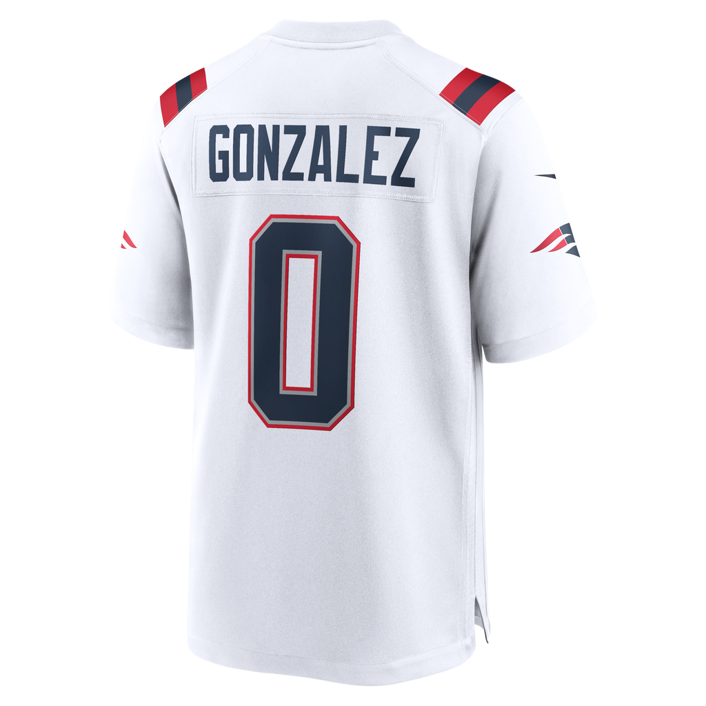 New England Patriots Christian Gonzalez White Game Football Jersey