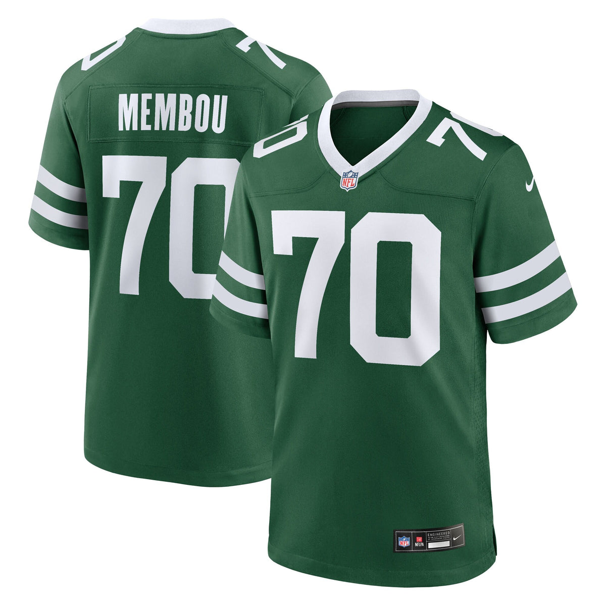 New York Jets Armand Membou Green Team Game Football Jersey