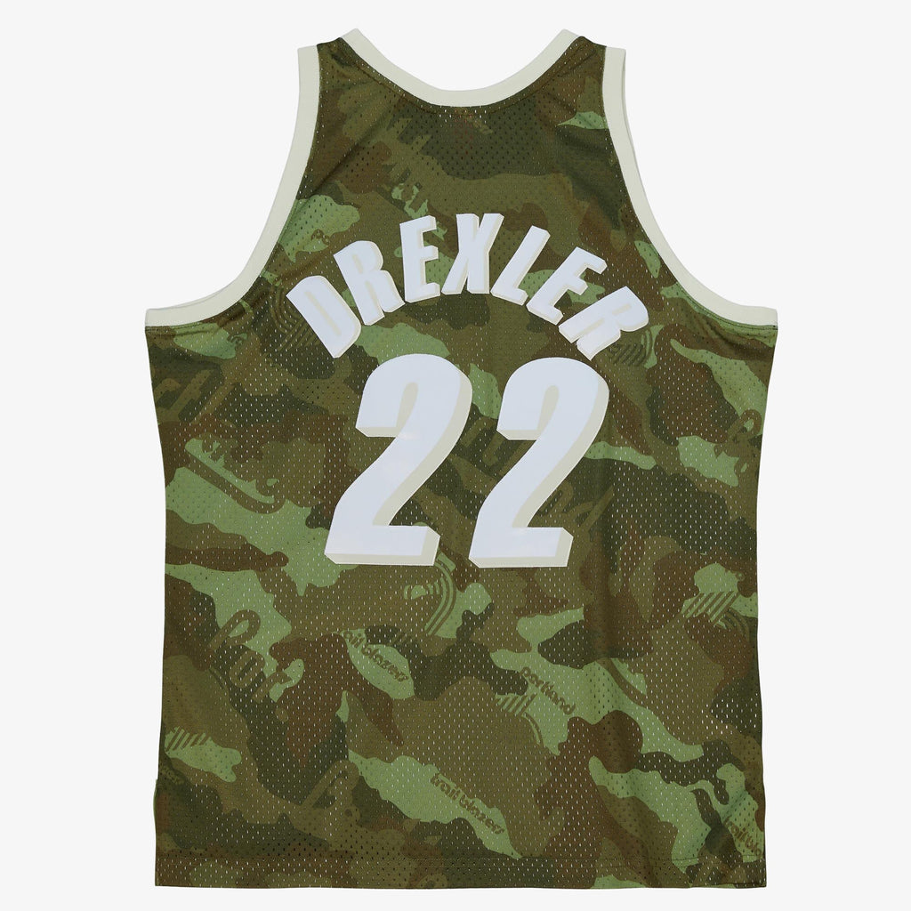 Portland Trail Blazers Clyde Drexler 1991 Ghost Camo Swingman Jersey - Green
