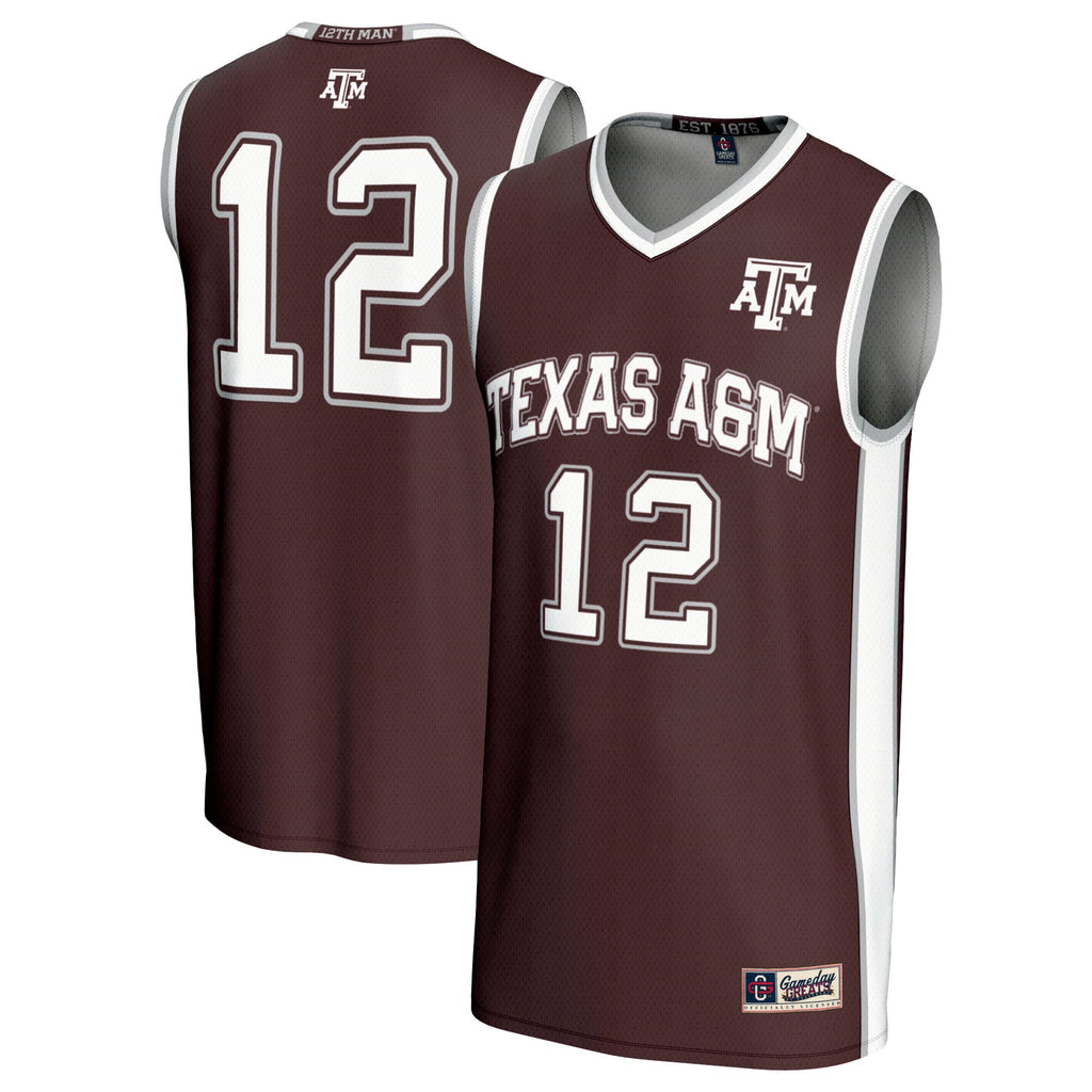 #12 Maroon Texas A&M Aggies Basketball Lightweight Fashion Jersey