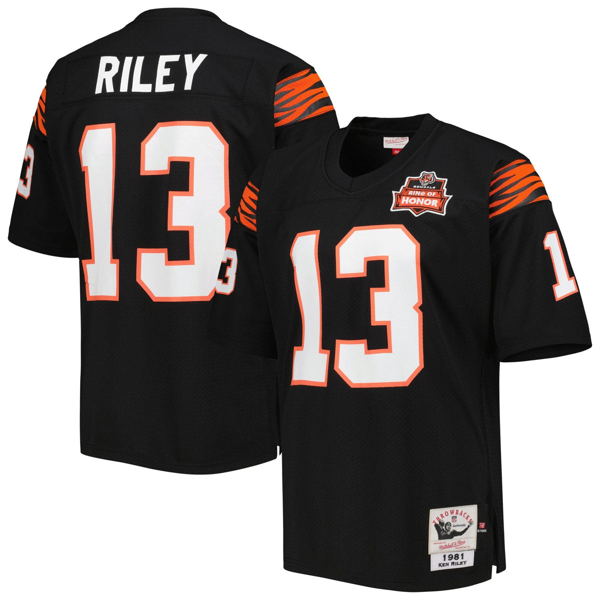 Cincinnati Bengals 1981 Ken Riley Black Throwback Retired Player Football Jersey