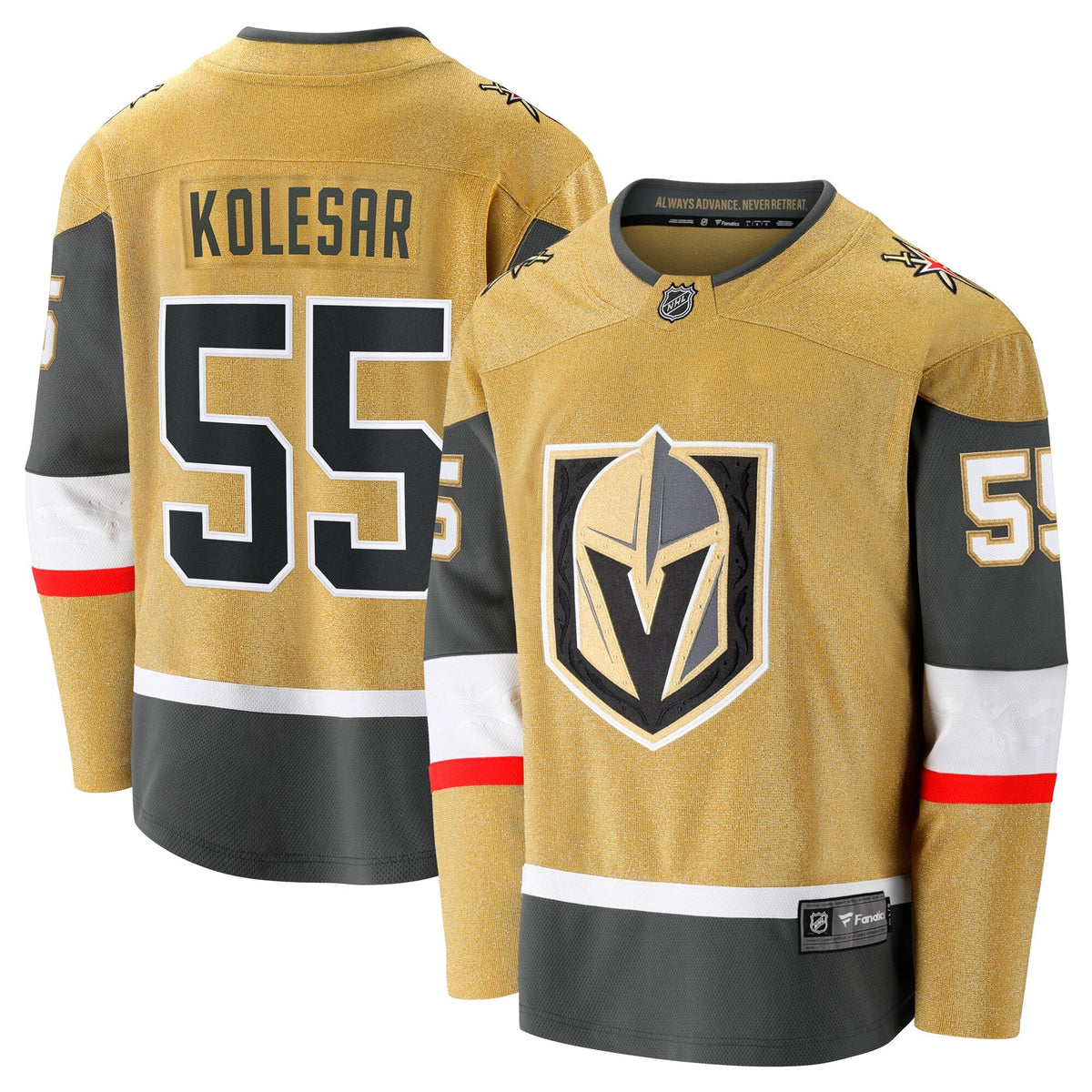 Vegas Golden Knights Keegan Kolesar Gold Home Breakaway Hockey Jersey