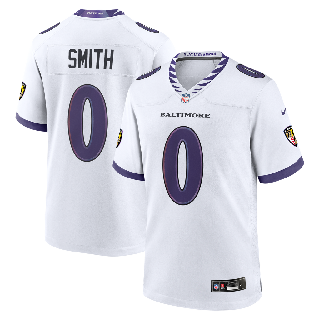 Baltimore Ravens Roquan Smith White Game Football Jersey