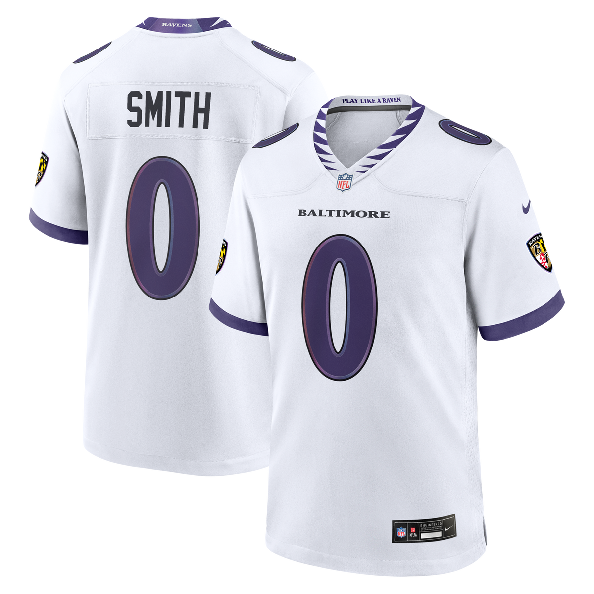 Baltimore Ravens Roquan Smith White Game Football Jersey