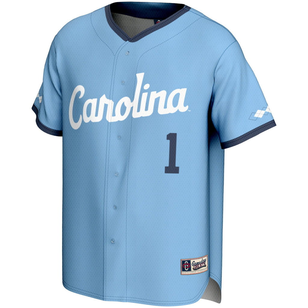 #1 North Carolina Tar Heels Lightweight Baseball Jersey - Carolina Blue