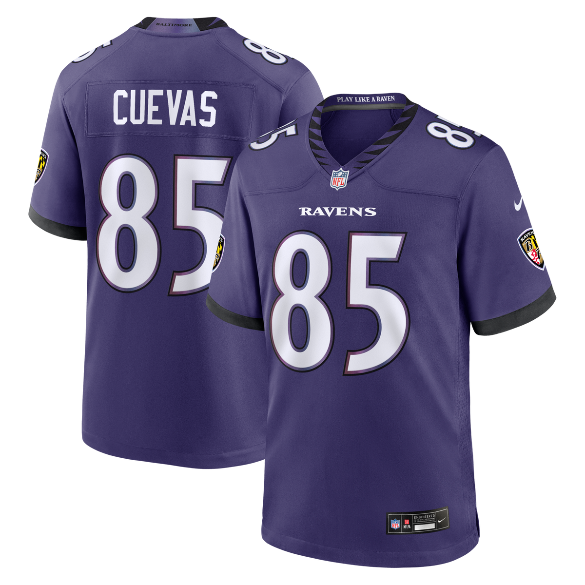 Baltimore Ravens Josh Cuevas Purple Team Game Football Jersey