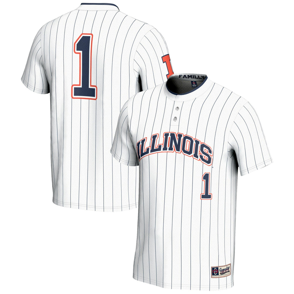 #1 White Illinois Fighting Illini Lightweight Softball Jersey