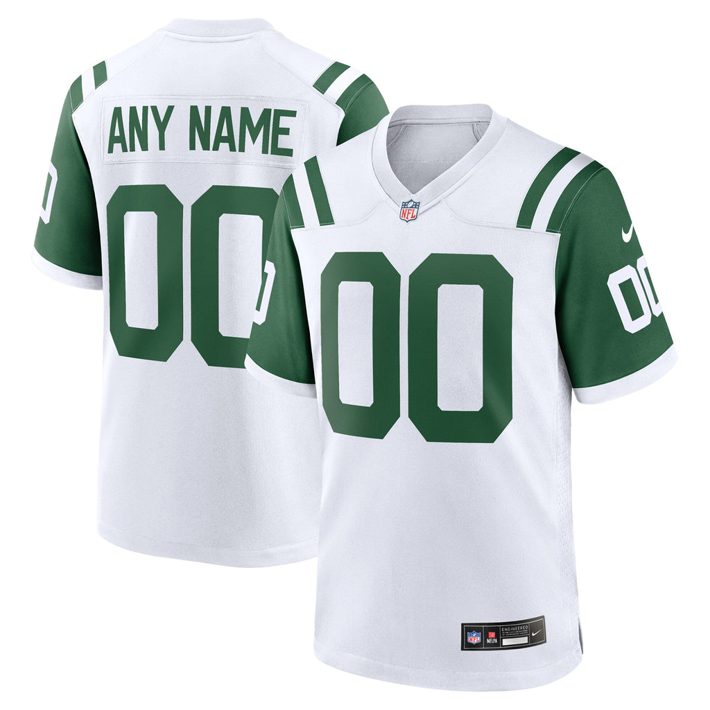 New York Jets White Classic Alternate Custom Replica Football Jersey