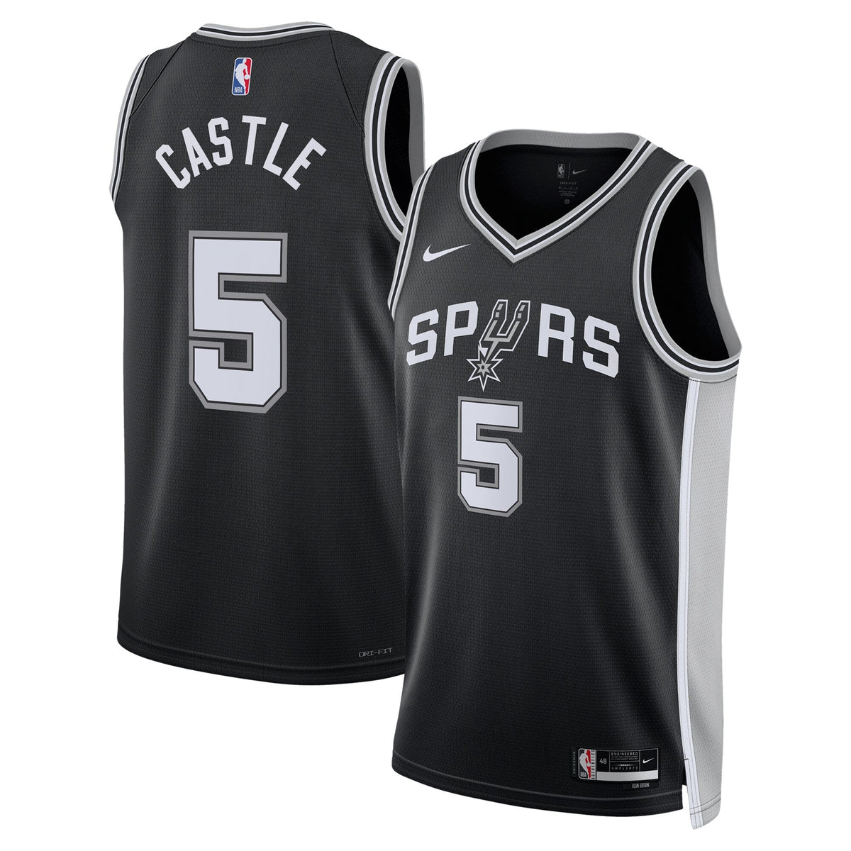 San Antonio Spurs Icon Swingman Jersey - Black - Stephon Castle