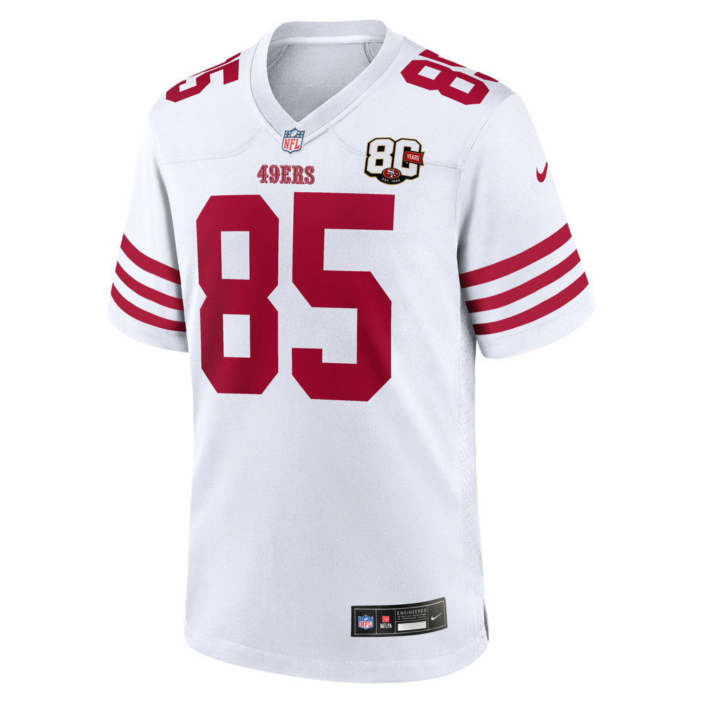 San Francisco 49ers George Kittle White 80th Anniversary Game Football Jersey